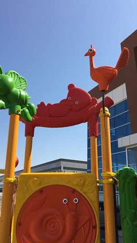 Lithuania Wooden climbing frame with slide and swings